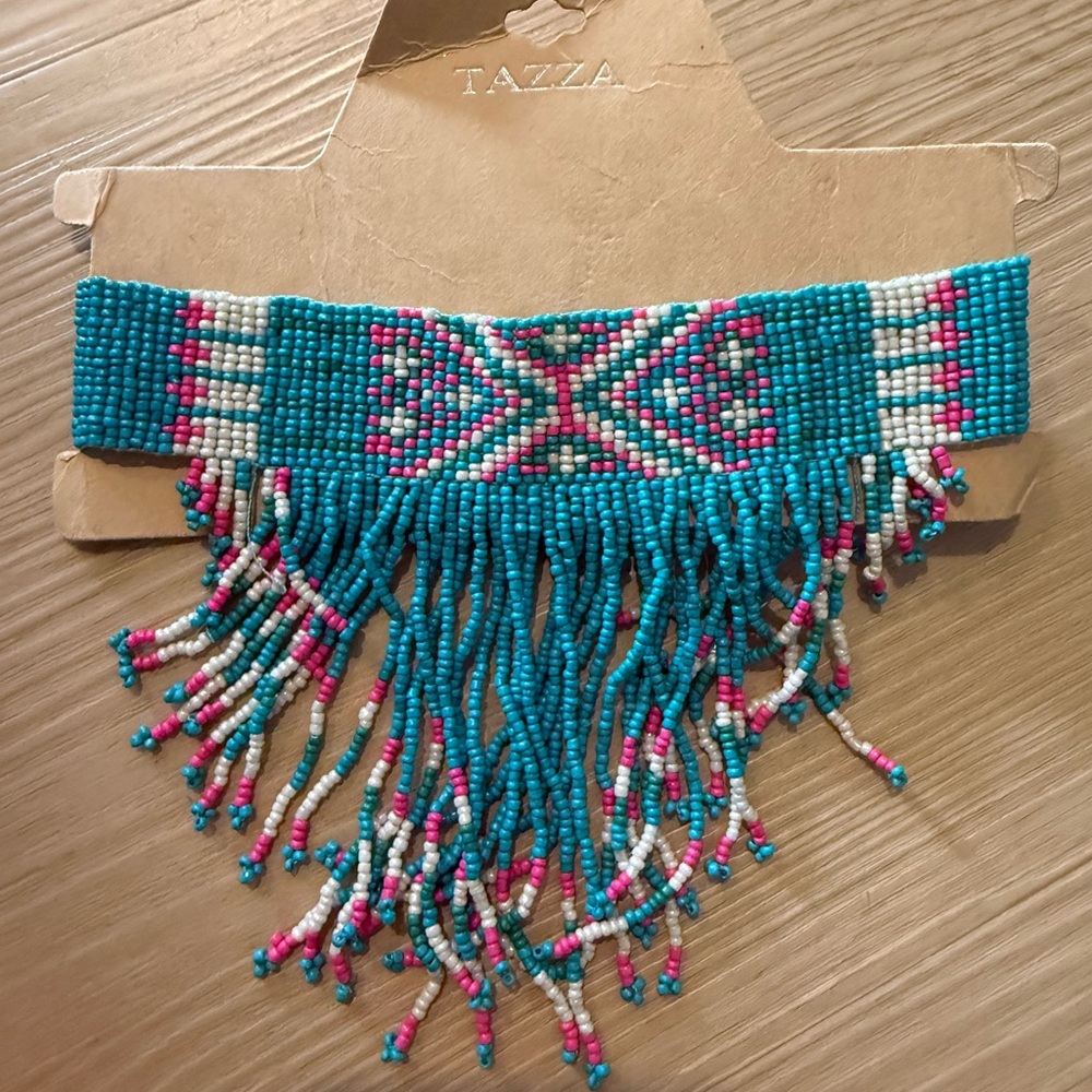 Dolls Kill Turquoise and Pink Beaded Necklace